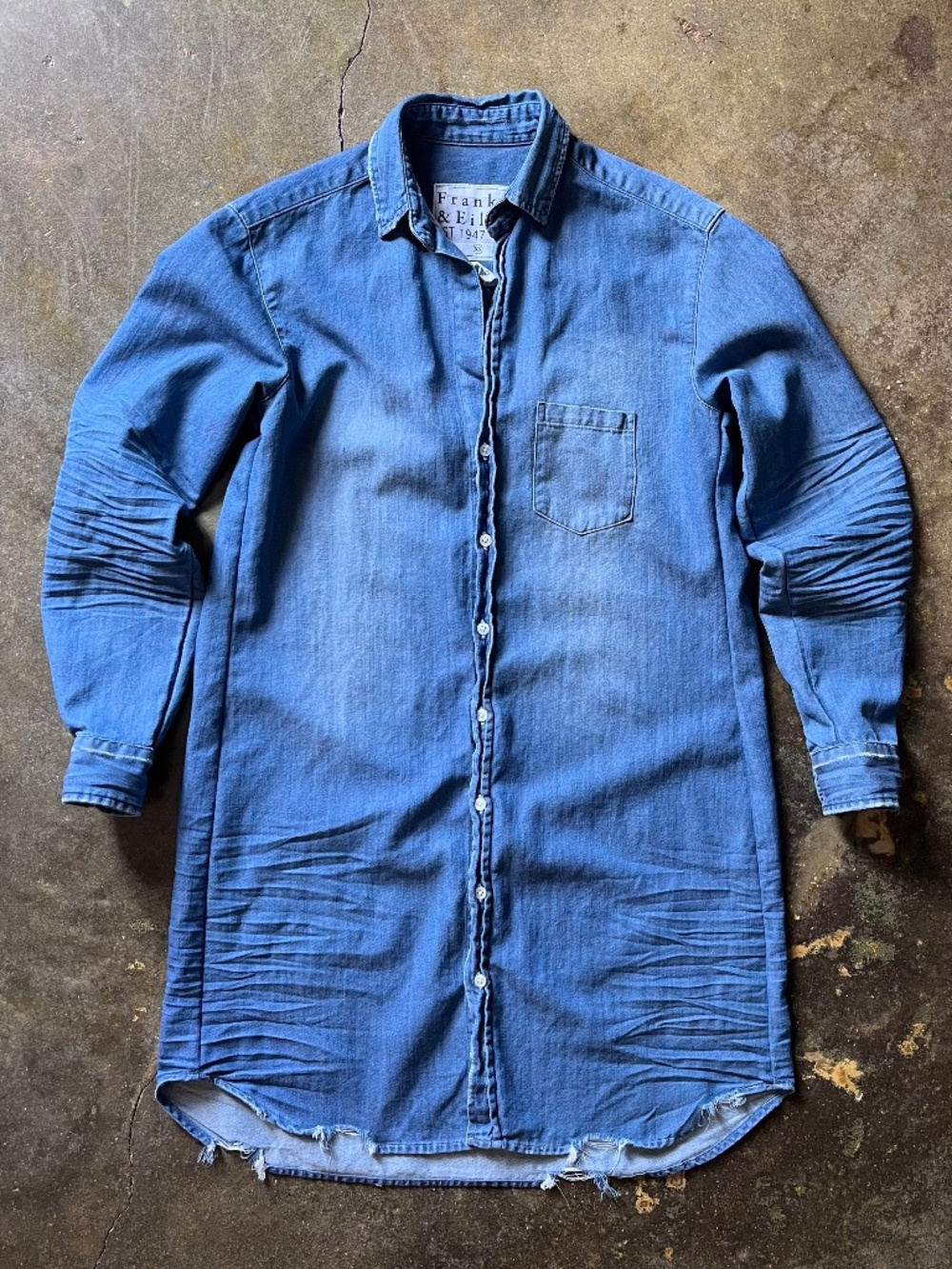 Frank & Eileen Mary Classic Shirtdress in Vintage Stonewashed Indigo Denim XS